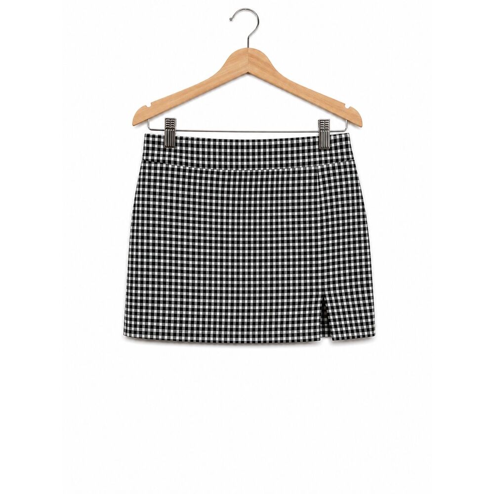 Black White Gingham Mini Skirt Cottagecore Picnic Y2K Summer Size S